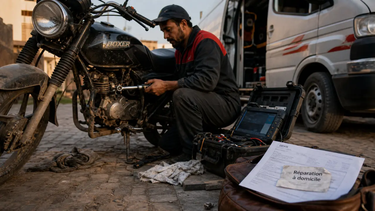 Réparation moto à domicile : mécanicien mobile répare une moto