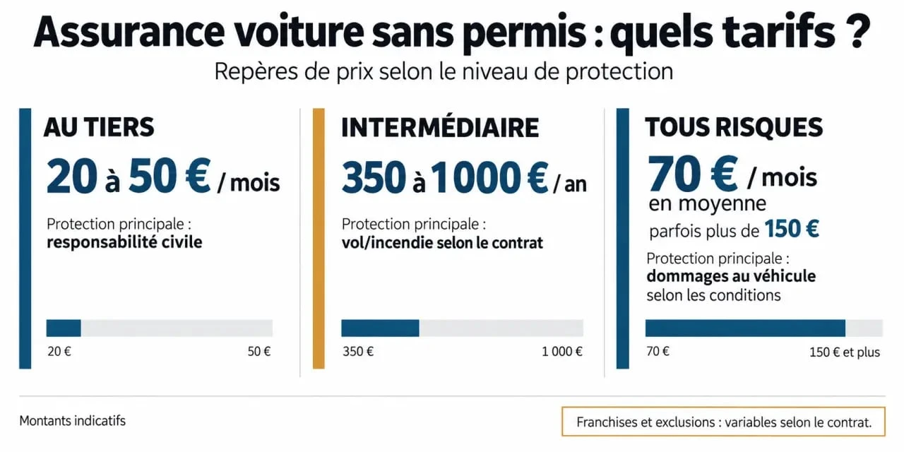 Tarif assurance voiture sans permis selon les formules au tiers, intermédiaire et tous risques