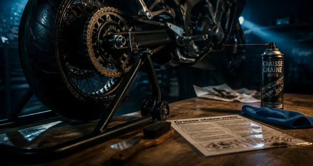 Meilleur graisse chaine moto : chaîne propre et lubrifiée, projection évitée