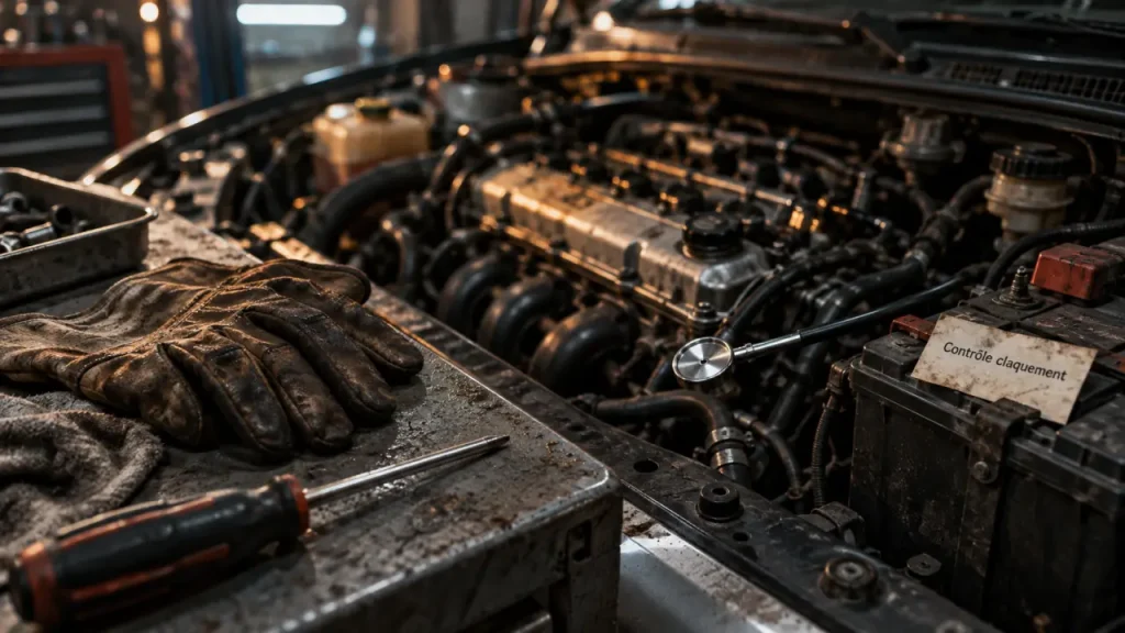 bruit claquement moteur au ralenti, contrôle d’usure moteur au garage