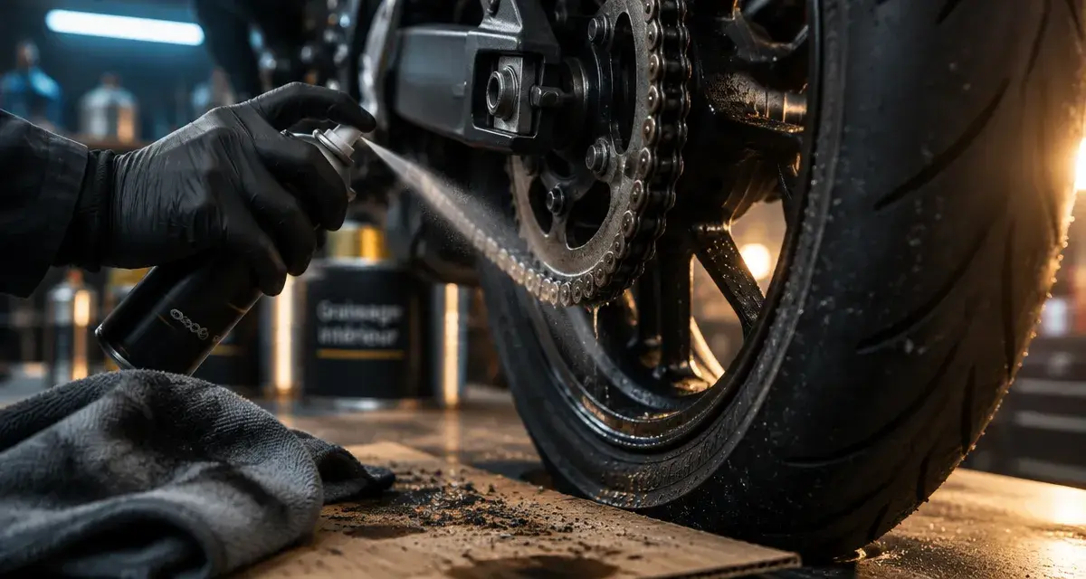 Graisse à chaine moto : spray de graissage intérieur sur la chaîne