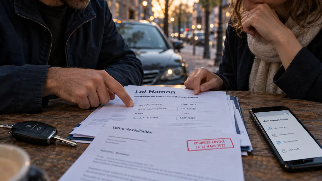 Loi Hamon assurance auto : résiliation après 12 mois sans frais, documents et lettre.