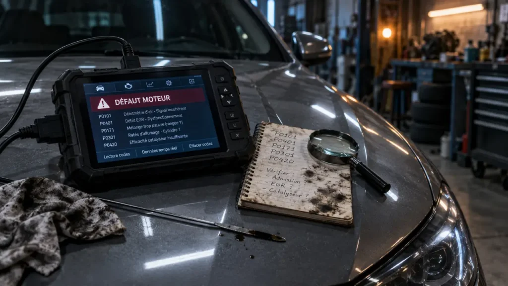 Probleme moteur Peugeot : voyant moteur fixe ou clignotant, valise OBD